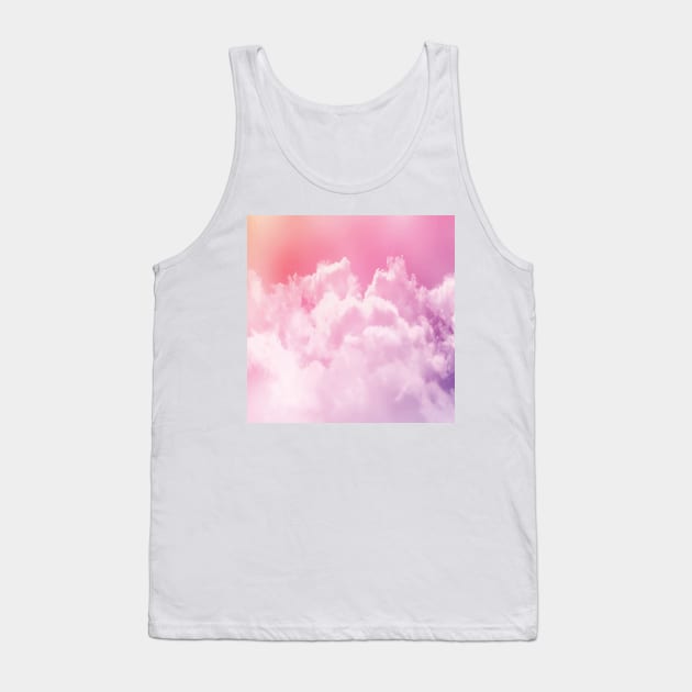 Pink fluffy cotton candy glow on cute and girly clouds Tank Top by laverdeden